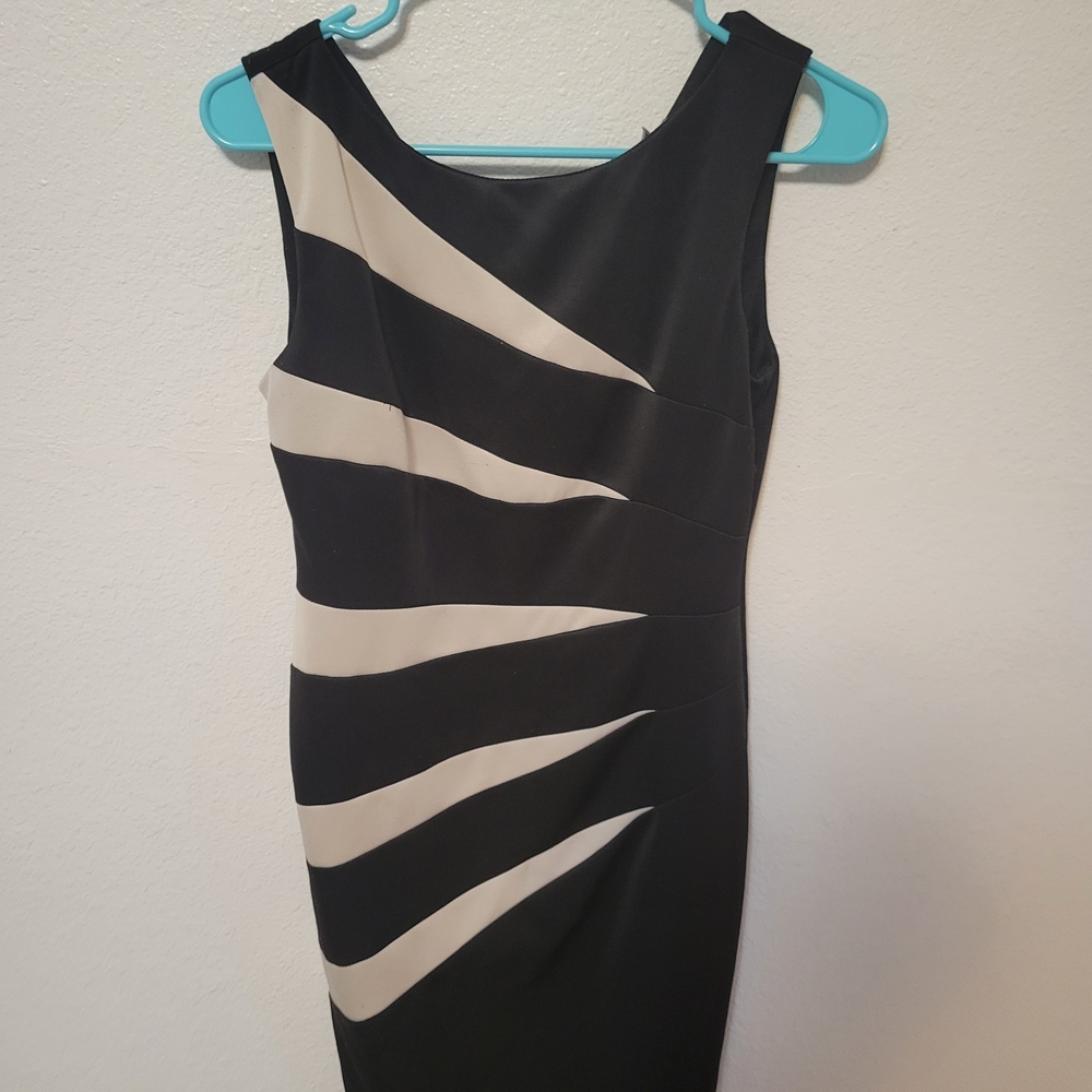 Elegant Black and Cream Sleeveless Dress
